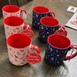 Festive Holiday Mug Set - Red and Blue